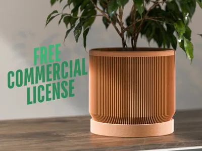 mid century modern ribbed planter with drip tray