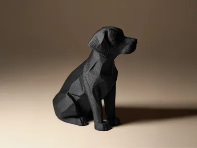 Low Poly Sitting Dog Statue | 3D Printed Geometric Pet Figurine | Modern Minimalist Home Decor Showpiece