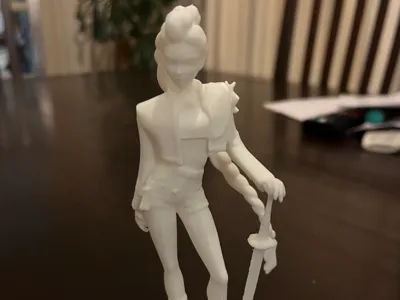 Anime Warrior Girl Statue | 3D Printed Action Figurine | Fantasy Female Fighter Desk Decor Collectible